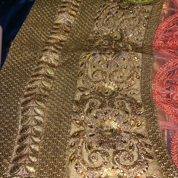 Lehenga gold and peach /pink intricately designed - Picture 6 of 11